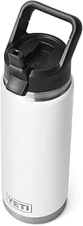 YETI Rambler 26 oz Bottle, Vacuum Insulated, Stainless Steel with Straw Cap, White