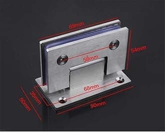 WANLIAN Heavy Duty Stainless Steel 90 Degree Glass Door Cupboard Showcase Cabinet Clamp Hinge (Brushed Nickel, 8mm-12mm Thick Glass)