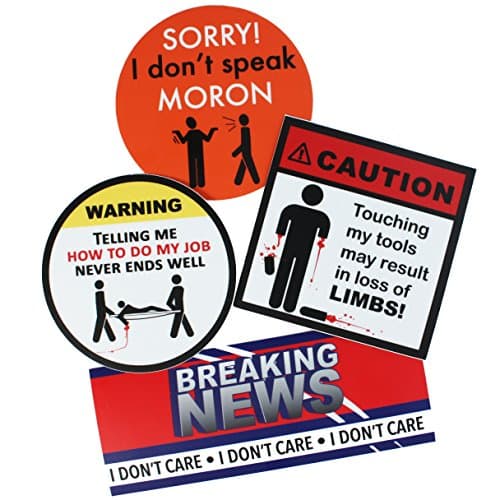 Funny Hard Hat Stickers - Funny Tool Box Stickers for Toolboxes, Tools, Hardhat Stickers, Truck Bumper Stickers, Stocking Stuffers (4pk)
