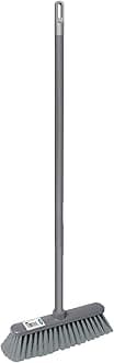 HOMESHOPA Sweeping Broom Brush, Floor Scrubbing Brush with Long Handle, Soft Bristle Cleaning Scrubbing Brush for Kitchen/Bathroom, Deck, Patio, Laminate, Vinyl or Wooden Floor (Grey)