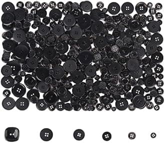 650 Pcs Round Resin Buttons - Assorted 2 & 4 Hole Buttons for Sewing, Crafts & DIY Projects (Black)