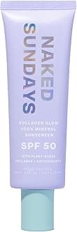 Naked SundaysSPF 50 Mineral Glow Sunscreen, Daily Hydrating Facial Moisturizer & Primer with Zinc Oxide, Sheer Tint, Broad Spectrum SPF Lotion (Jumbo 80ml)