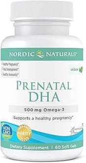 Nordic Naturals, Vegan Prenatal DHA, 500mg DHA from Algae Oil, 60 Vegan Softgels, Lab-Tested, Vegetarian, Soy-Free, Gluten-Free, Non-GMO