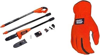 BLACK+DECKER 20V MAX Pole Saw, 8-Inch with Easy-Fit All Purpose Glove (LPP120 & BD505L)
