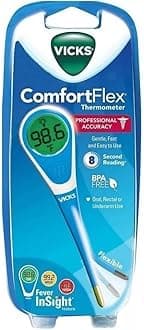 Vicks ComfortFlex Digital Thermometer – Accurate, Color Coded Readings in 8 Seconds - Digital Thermometer for Oral, Rectal or Under Arm Use