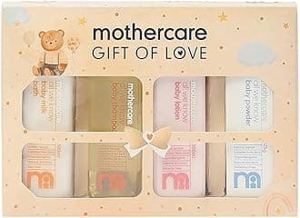 Mothercare Gift Set for Babies | Baby Gift Box (Pack of 4) | Bath Milk, Lotion, Shampoo 300ml Each & Powder 125g |