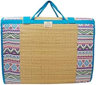 Home Tex Life Kora Grass Cushion Sleep Healthy, Easy Portable and Folding Mat (Africana,4 X 6 Ft,15 Mm Thickness)