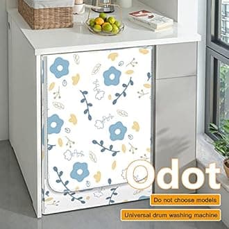 Odot Washer Dustproof Cover Front Load, Washing Machine Dryer Protector Sunscreen Waterproof Tumble Dryer Case Protective Cover for Most Front Loadi (green leaves,S-capacity 4~7.5kg)