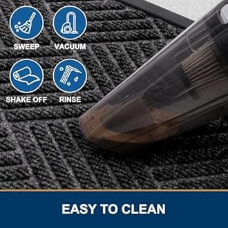 Smiry Front Door Mat Outside Entrance, Heavy Duty Outdoor Indoor Natural Rubber Doormat, Non Slip, Trap Dirt and Moisture, Easy Clean, Low Profile Patio Porch Entryway Mat, 29.5x17, Silver Grey