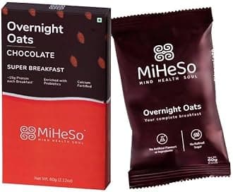 MiHeSo Mind Health Soul Oats Chocolate 60 G | Healthy Oatmeal Breakfast Within 15 g High Protein, Calcium & Fibre | Diet Food For Weight Loss For Women & Men | No Refined Sugar | Gluten Free