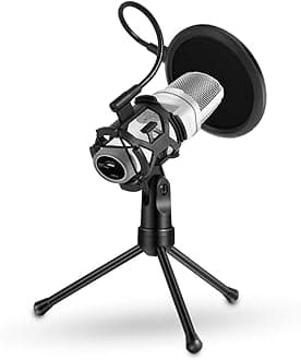 Foldable Microphone Tripod Stand Desktop Mic Holder Shock Mount Pop Filter for Online Broadcasting Chatting Singing