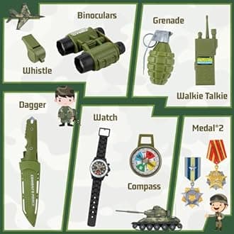 Kids Army Costume for Boys, Military Army Costume with Army Toys, Solider Boy Dress up, Halloween Costumes for Boys