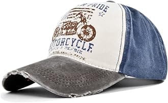 Vintage Baseball Cap Washed Denim Trucker Cap Motorcycle Print Pattern Outdoor Sun Hat 100% Cotton for Man Women