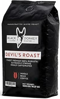 Black Donkey - DEVIL'S ROAST | Extra-Strong Highly Caffeinated | 1KG Whole Coffee Beans