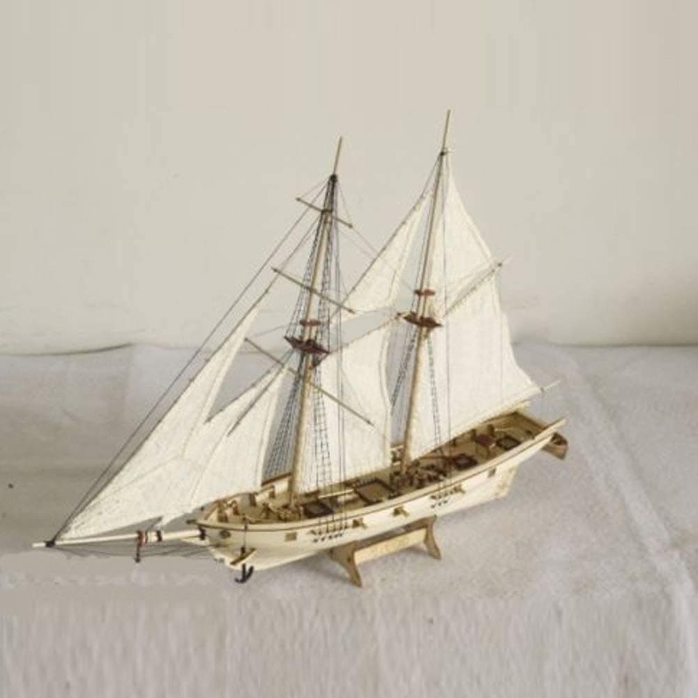 HAPYLY Scale DIY Hobby Wooden Ship Science Equipmen Assembly Model Boat Kits Sailing Boat Kit Decor Toy Gift (1:100)