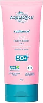Aqualogica Radiance+ Dewy Sunscreen with Watermelon & Niacinamide with SPF 50 & PA++++ - 80g | Broad Spectrum SPF 50+ PA++++ | UVA/B & Blue Light Protection | Anti-Pollution Factor (APF) Technology | In Vivo Tested | deal for Oily Skin Type| Fragrance-Free & No White Cast | For Radiant Skin