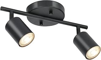 BoostArea - 2 Light Track Light LED Lighting Kit, 2 Way Black Light, Flexible Swivel Light Head for Kitchen, Living Room, Bedroom, GU10 Bulb Not Included