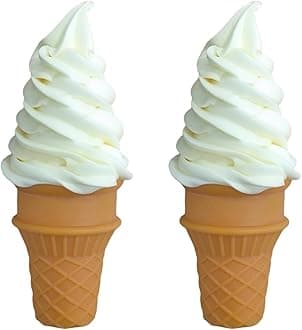2 Pcs Simulated Ice Cream Artificial Lifelike Ice Cream Fake Ice Cream Food Model for Home Kitchen Cabinet Desk Shops Party Decor Sample Display Photography Props(White)