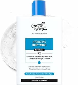 Hydrating Body Wash | With 5% Hyaluronic Acid Bodywash for Intense Hydration | Reduces Flakes & Itchiness | For Dry Skin | Polyglutamic Acid & Hyaluronic Acid | For Women & Men | 236ml