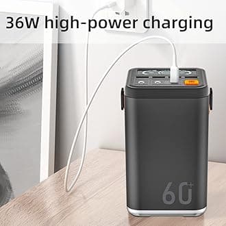 Portable Large Capacity Power Bank 60000mAh Quick Charging 36W Energy Storage Powerbank for Outdoor Use (Gray XB 6W)