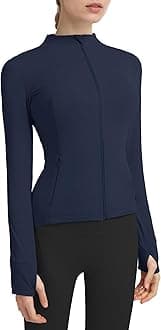 Locachy Women's Slim Fit Full Zip Athletic Running Sports Workout Jacket with Pockets