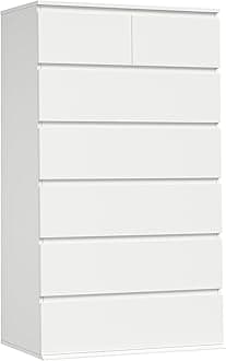7 Drawer Dresser, White Dresser Tall Dresser, 23.6W x 15.7D x 46.7H in White Chest of Drawers with Large Storage Space for Home