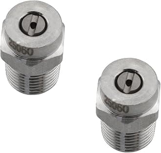 2PCS Silver 25 Degree Surface Cleaner Tips Orifice 1.5 1/4 Inch NPT Male Fitting Pressure Washer Water Broom Universal Replacement Nozzle for Water Gun, Water Broom and Surface Cleaner
