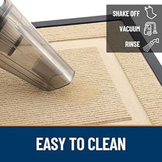 OLANLY Front Door Mat Indoor Outdoor Entrance, Waterproof All-Season, All-Weather Doormat, Sturdy Natural Rubber, Fade Resistant, Low Profile, Easy Clean Patio Porch Entryway Mat, 71x23, Beige