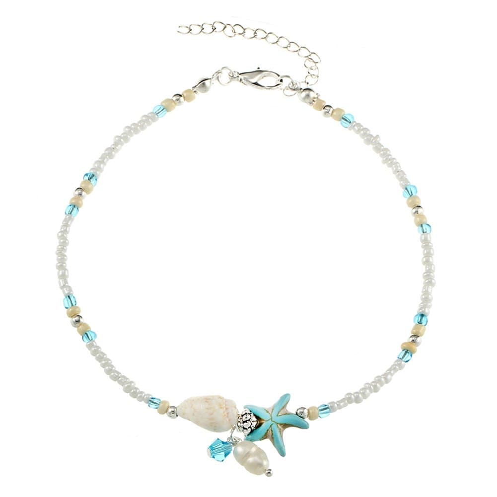 Cren Handmade Shell Beads Ankle Chain Retro Adjustable Anklet Bracelet Sandal Beach Foot Accessory