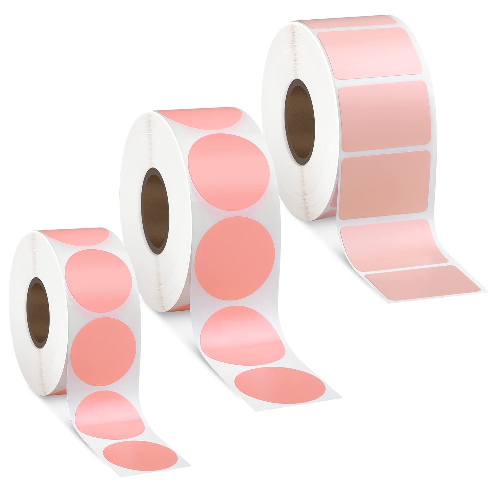 3 Rolls 2600 Mini Thermal Labels Thermal Printer Sticker 0.8 "-1.2" Small Size Self Adhesive Stickers Address Shipping Barcodes Sticker Labels for Printer, Rectangle and Round