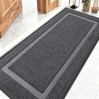OLANLY Front Door Mat Indoor Outdoor Entrance, Waterproof All-Season, All-Weather Doormat, Sturdy Natural Rubber, Fade Resistant, Low Profile, Easy Clean Patio Porch Entryway Mat, 59x23, Grey