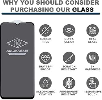 Ultra Privacy Tempered Glass For Tecno Spark GO 2022 (PACK OF 1) with Free Installation Kit. (In-Screen FingerPrint Lock will not work with the Privacy Guard because of it's Spy Coating)- 6.52 inch