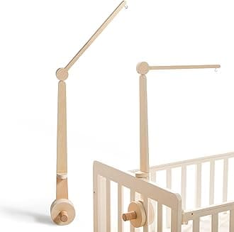 Mamimami Home Wooden Mobile Holder for Baby Cot with 2 Height Settings, Stabilising Attachment for Additional Safety, Stable & Secure Design for Nursery Mobile, Solid Wood