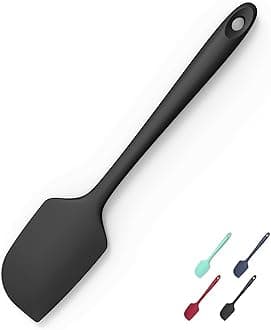600°F Heat Resistant Silicone Spatula, Doosu High Temp Flexible Kitchen Rubber Bowl Scrapers Food Grade Seamless Baking Supplies Scratch-Proof for Scraping Non-Stick Pans (Black, 11.4in)