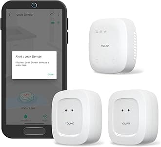 YoLink SpeakerHub & Two Water Leak Sensors Starter Kit – Plays Tones/Sounds, Spoken Messages, LoRa-Powered ¼ Mile Range, Compatible with Alexa, Home Assistant