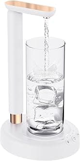 Desktop Water Dispenser Pump for 5 Gallon Bottle, SPOVEN 5 Gallon Water Jug Dispenser with Adjustable Height Design, Portable Type-C Charging Table Bedside Water Pump for Home(White)