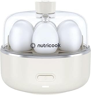 Nutricook Egg Cooker, 7 Eggs Capacity,Egg Cooker for Boiled, Poached, Scrambled Eggs & Omelettes, Buzzer Indicator, Precision Cooking, Includes accessories, EC207ME-S,Beige, 2-Year Limited Warranty