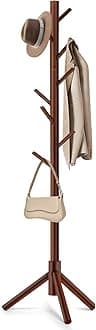 Hochwertige Garderobe aus Holz, freistehende Garderobe mit 8 Haken und 3 verstellbaren Größen Baum Garderobenständer für Schlafzimmer, Flur, Eingang, Büro, für Hüte, Schals, Handtaschen