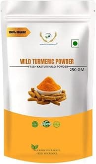 RAINTECH HERBALS Fresh Wild Turmeric Powder/ Kasthuri Manjal Powder/ Kasthuri Haldi Powder/ Curcuma Aromatica| Jangli Haldi For Skin Glowing (250 Gram)