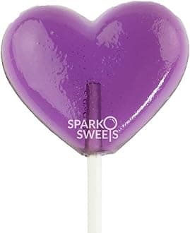 Purple Heart Lollipops, Grape Flavor, 2" Diameter Lollipop, Handcrafted Fresh in USA, 24 Pieces