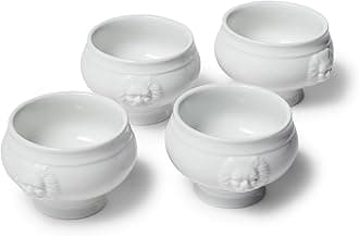 White Porcelain Lion’s Head Soup Bowls – Set of 4 Elegant 14 oz Serving Dishes for Stew & Hot Meals – Classic Dinnerware