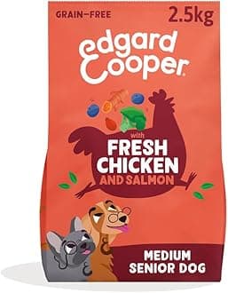 Edgard & Cooper Grain Free Dry Dog Food For Medium Breed Senior Dogs (2.5kg), Fresh Chicken & Salmon, Glucosamine For Aging Joints, With Broccoli, Rosehip And Turmeric, Never Meat Meal