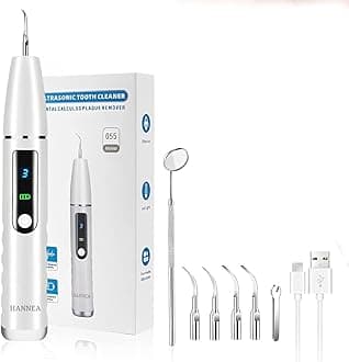 Teeth Whitening Kit Electric Tartar Remover with LED, Teeth Stain Remover with 3 Working Modes, Teeth Cleaning Kits With 4 Stainless Steel Bits, Oral Mirror, Home Dental Care
