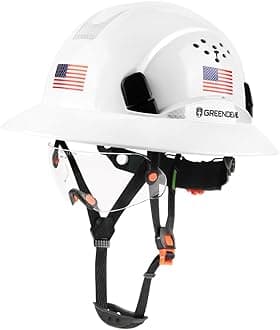 Full Brim Hard Hat Vented Construction Safety Helmet OSHA Approved Cascos De Construccion Work Hardhats with Cooling Towel for Men&Women 6 Point Adjustable Ratchet Suspension
