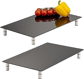 bremermann Hob Cover Plate Set of 2 Safety Glass Approx. 30 x 6 x 52 cm W/H/D Variable Base (Black)