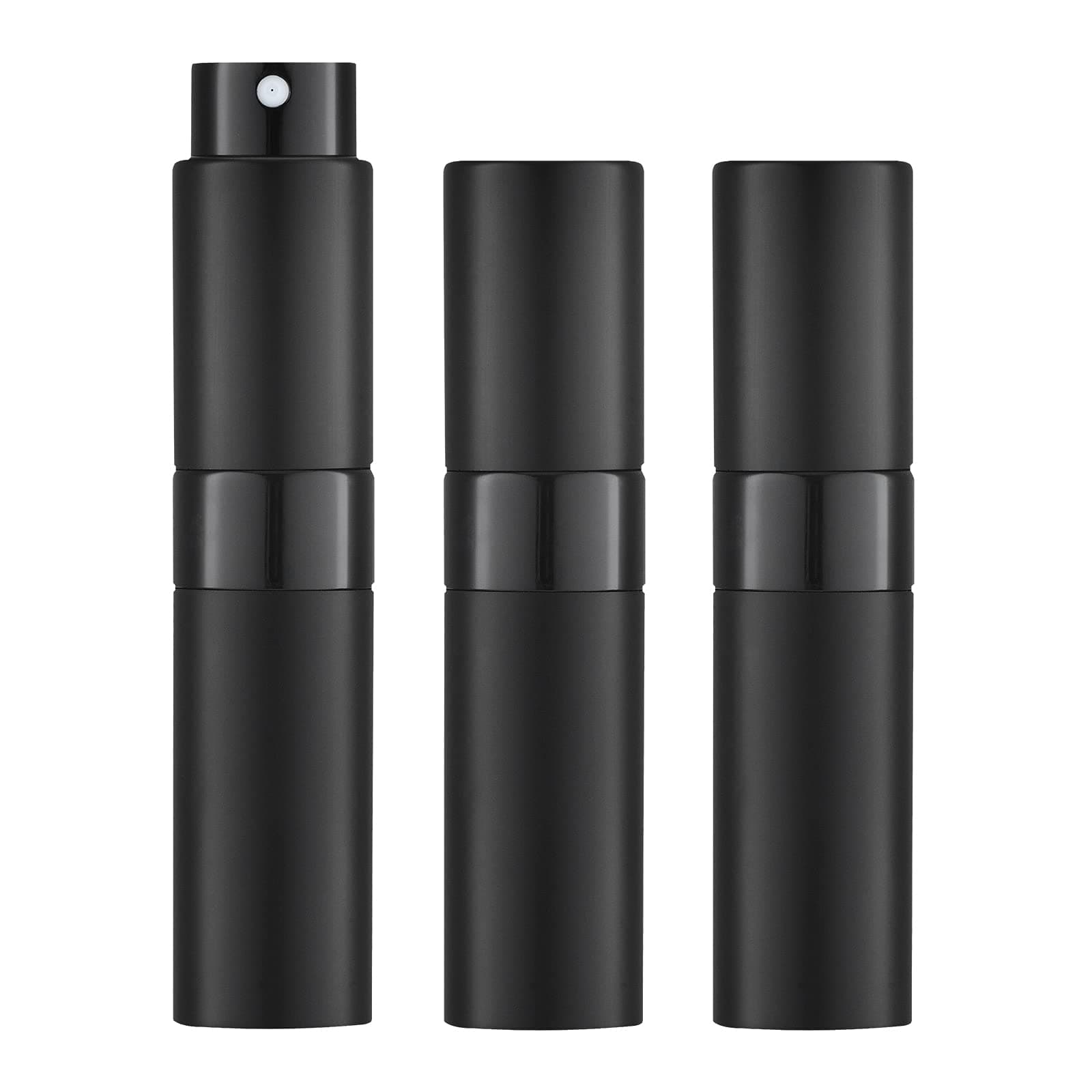 LISAPACK 8ML Atomizer Perfume Spray Bottle for Travel (3 PCS) Empty Cologne Dispenser, Portable Sprayer (Black)