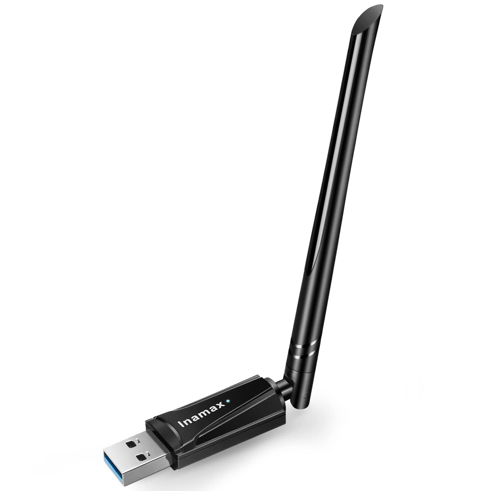 Inamax USB WiFi Adapter for Desktop PC – AC1300 Wireless Network Adapter for Laptop with Dual Band 2.4GHz and 5GHz High Gain 5dBi Antenna, Supports Windows 11, 10, 8.1, 8, 7, and XP, Mac OS 10.9-10.15