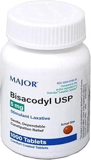 2 Set - Bisacodyl 5MG Laxative Coated Tablets Bottle of 1000 ea
