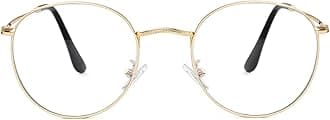 Classic Round Metal Clear Lens Glasses for Women Men Circle Frame Non-Prescription Eyeglasses