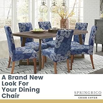 SPRINGRICO Chair Covers for Dining Room Set of 4, Stretch Dining Chair Cover, Washable Spandex Kitchen Parsons Chair Slipcovers, Removable Seat Protector for Home or Party (4 Pack, STYLE02)